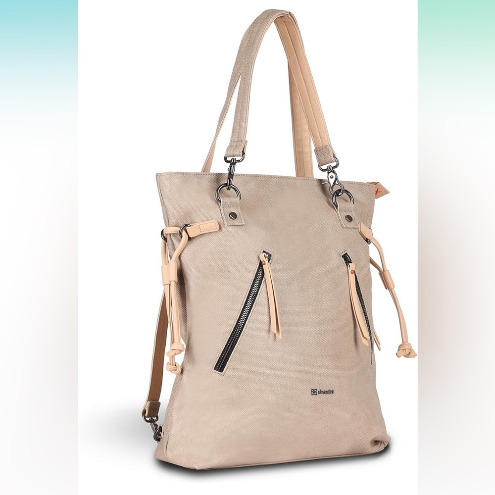 Sherpani Tempest, Canvas Convertible Backpack Tote Tan